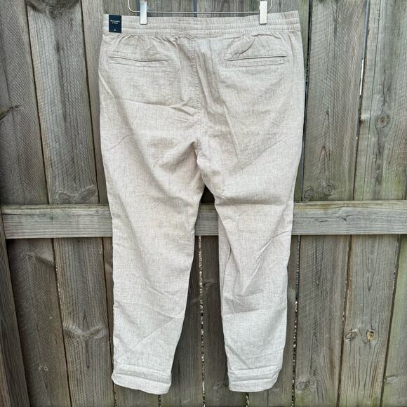 Abercrombie & Fitch Pants Stretch Size XL Cotton Linen Blend Beige NWT - Picture 2 of 9